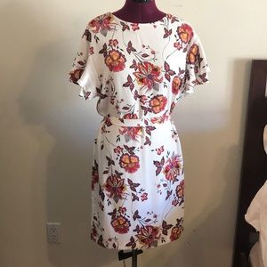 Floral “silk” knee high dress